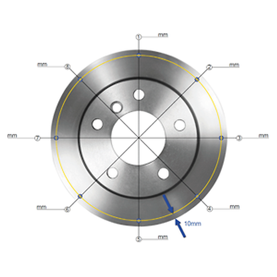 Measuring the thickness variation of a brake disc