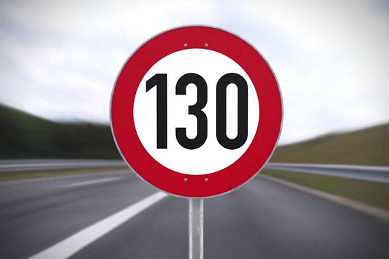Road sign 130 km/h speed limit