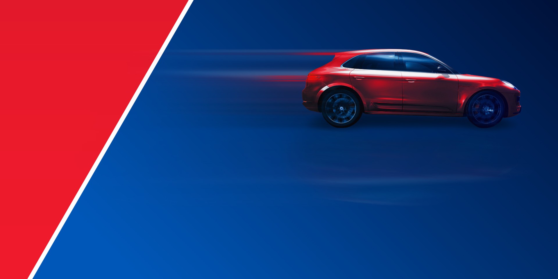 Immagine di un'auto su sfondo rosso e blu