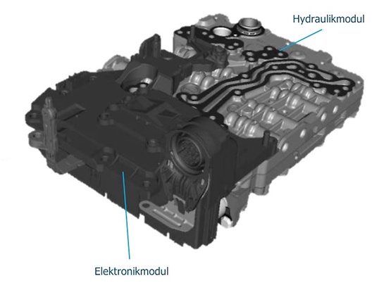 Aufbau der Mechatronik im ZF 8HP Automatgetriebe