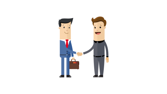 Illustration of two workers shaking hands