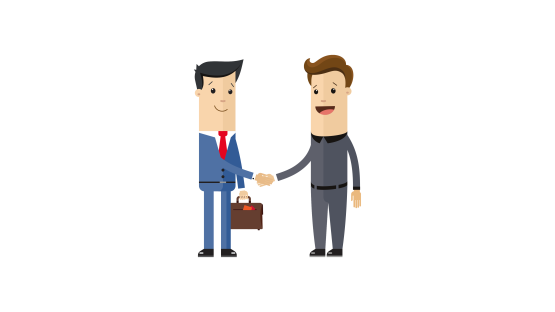 Drawing of mechanic shaking hands with customer