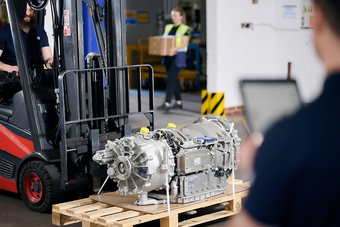 forklift truck with heavy item