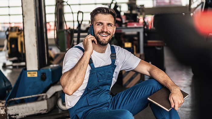 Engineer talking on a Phone.